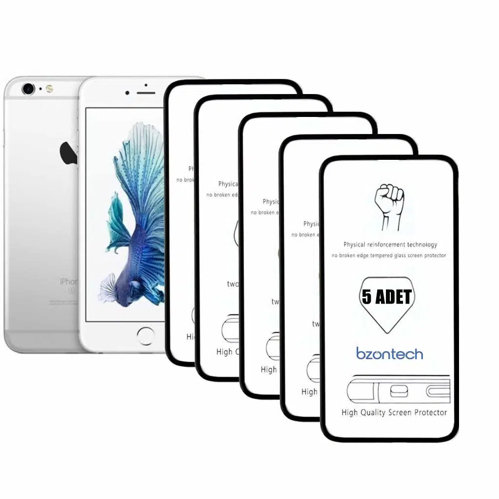 Bzontech Iphone 6-6s Beyaz İle Uyumlu Ekran Koruyucu Tam Kaplayan 5li Set