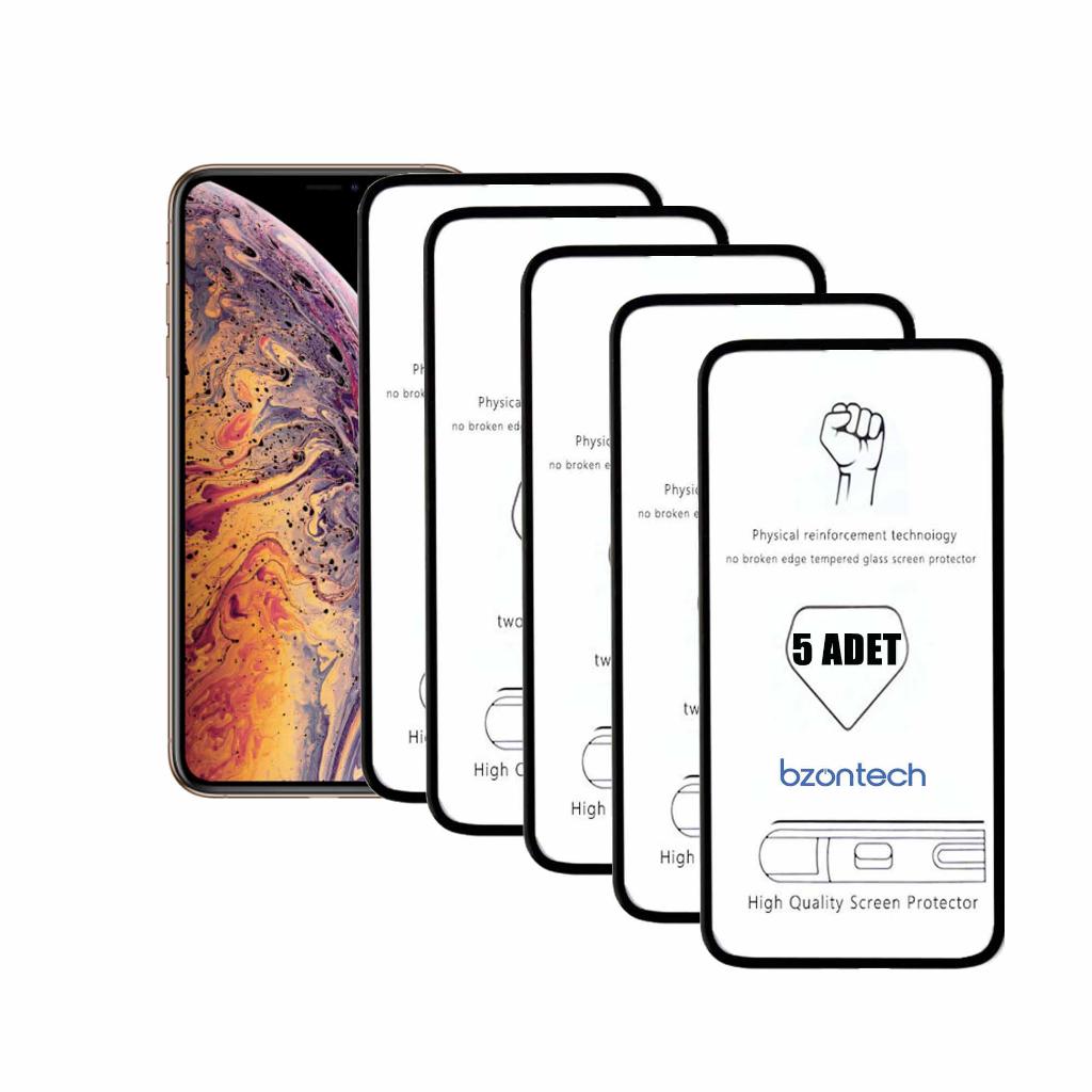 Bzontech iPhone Xs Max ile Uyumlu Ekran Koruyucu Tam Kaplayan 5li Set Bzontech iPhone Xs Max ile Uyumlu Ekran Koruyucu Tam Kaplayan 5li Set