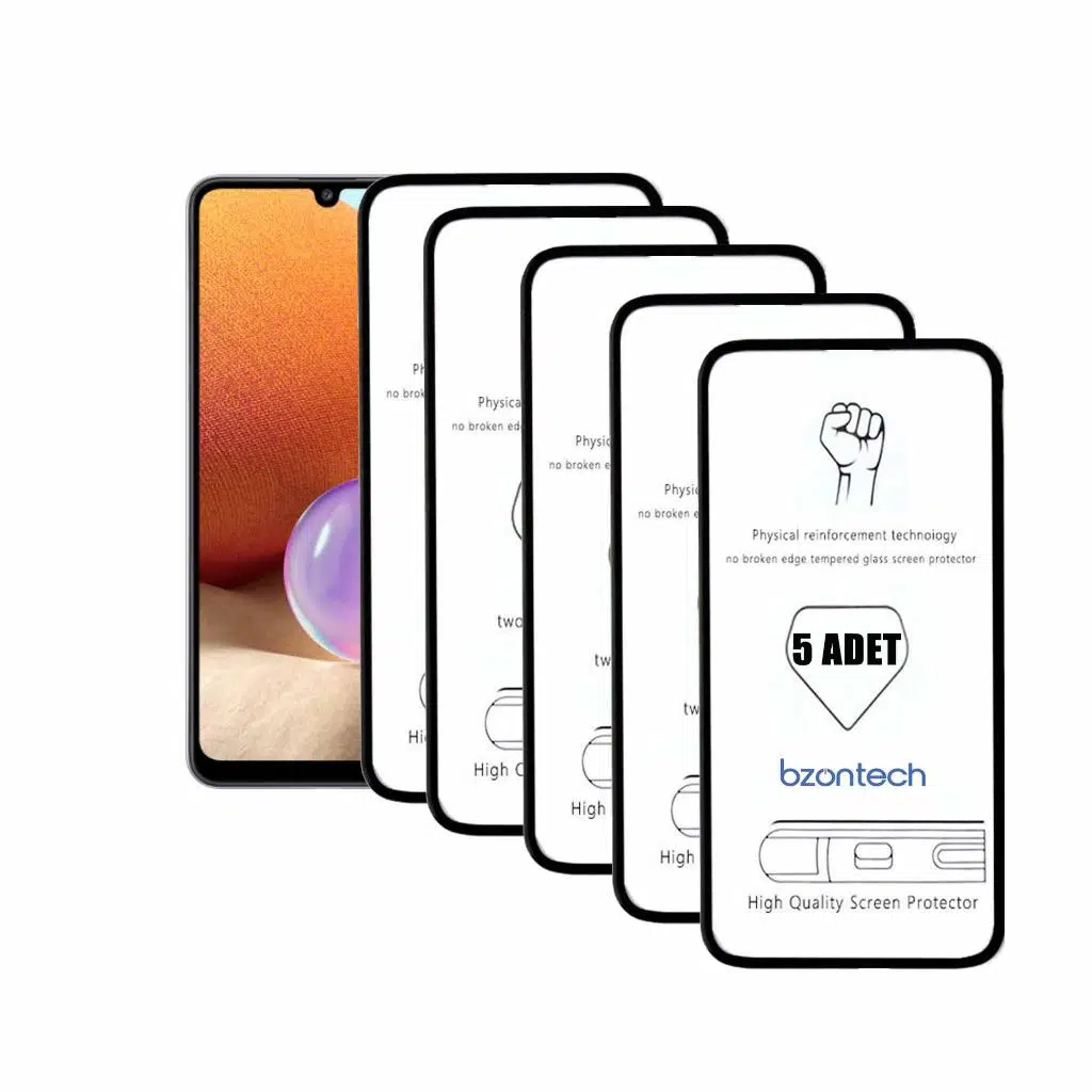 Bzontech Samsung Galaxy A32 ile Uyumlu Ekran Koruyucu Tam Kaplayan 5li Set