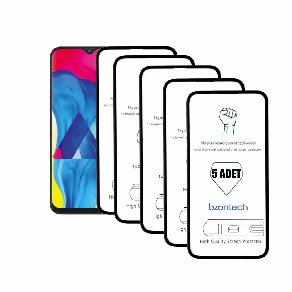 Bzontech Samsung Galaxy M10 ile Uyumlu Ekran Koruyucu Tam Kaplayan 5li Set