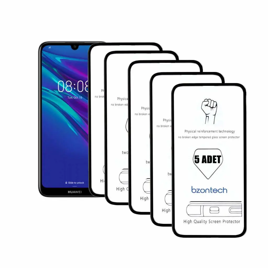 Bzontech Y6 2019 ile Uyumlu Ekran Koruyucu Tam Kaplayan 5li Set