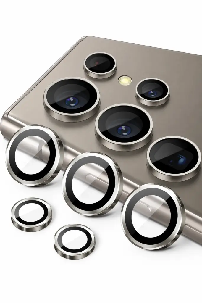 Samsung Galaxy S24 Ultra İle Uyumlu Kamera Koruyucu Titanyum Gri