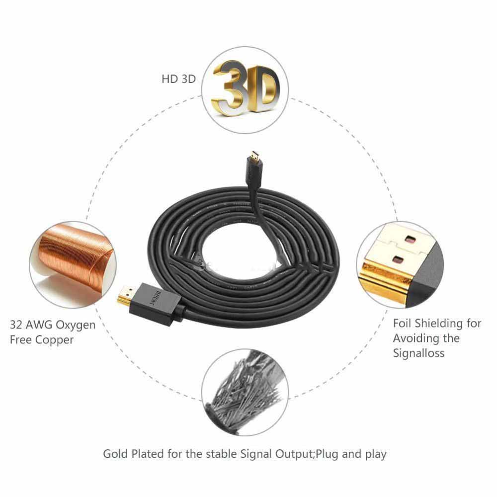 Ugreen 40507 Micro HDMI To HDMI Görüntü Aktarım Kablosu 2M Ugreen 40507 Micro HDMI To HDMI Görüntü Aktarım Kablosu 2M