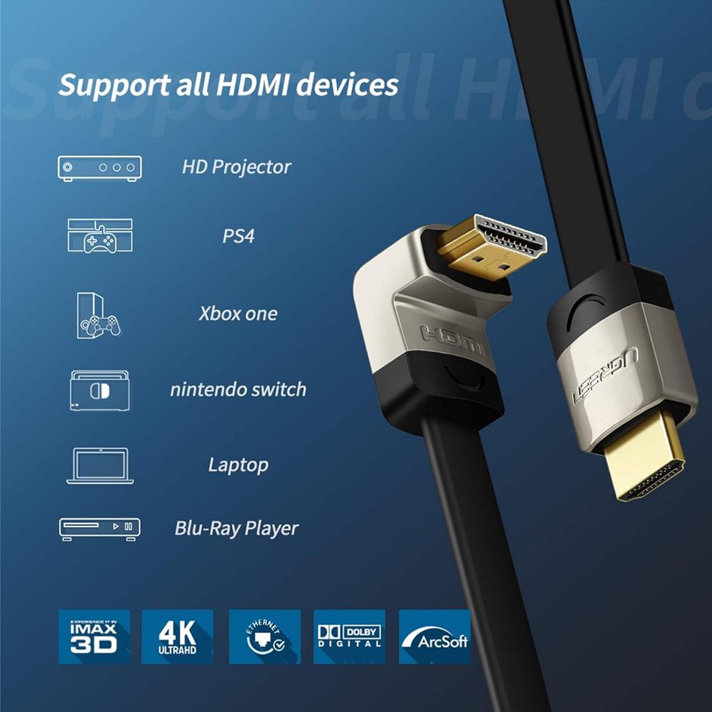 Ugreen Hdmi Kablo 90° Derece Slim Kablo 4K Ultra HD 3m Ugreen Hdmi Kablo 90° Derece Slim Kablo 4K Ultra HD 3m