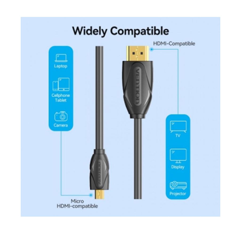 Vention Mikro HDMI - HDMI Kablosu Erkek - Erkek Kablo 3D 1080 P Tablet Kamera için Mikro Mini HDMI Kablosu 1.5 Vention Mikro HDMI - HDMI Kablosu Erkek - Erkek Kablo 3D 1080 P Tablet Kamera için Mikro Mini HDMI Kablosu 1.5