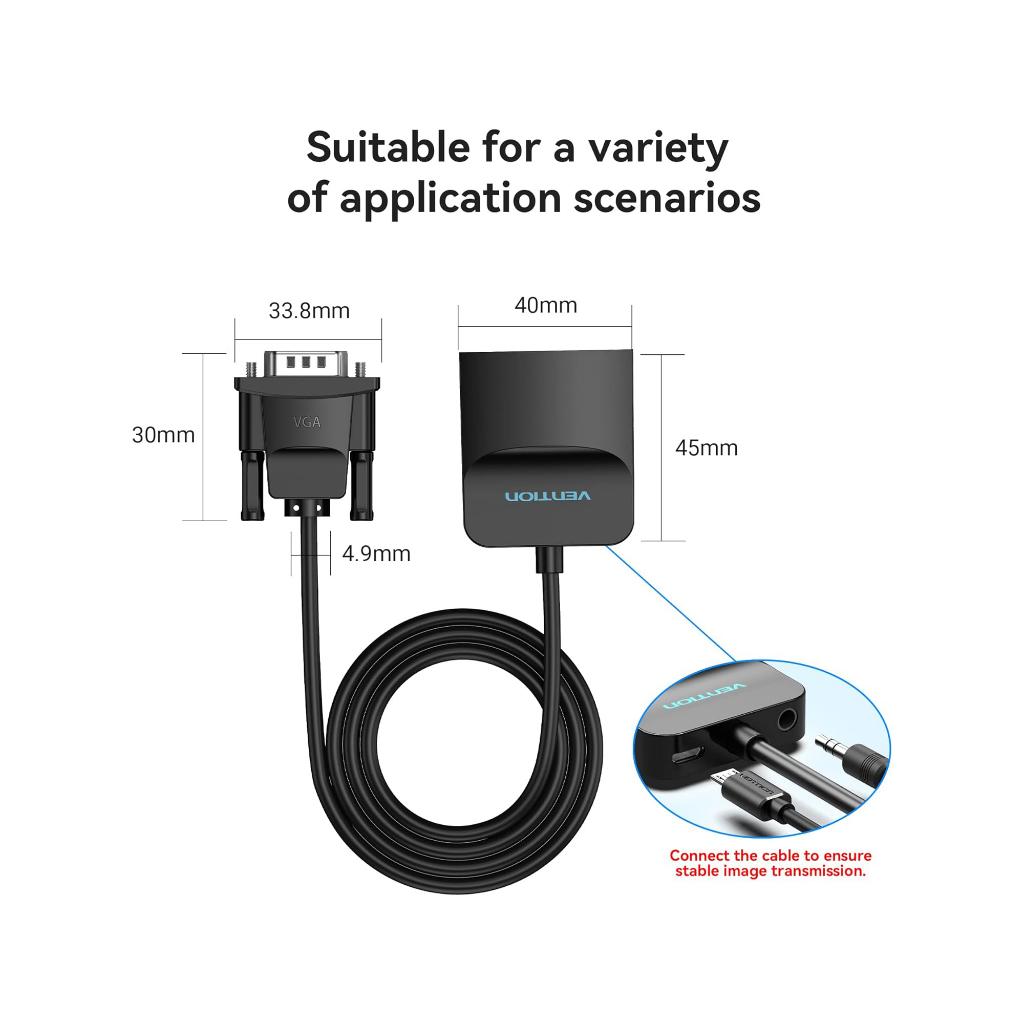 Vention VGA Hdmi Çevirici Adaptör Ses Kablosu Pc Laptop Vention VGA Hdmi Çevirici Adaptör Ses Kablosu Pc Laptop